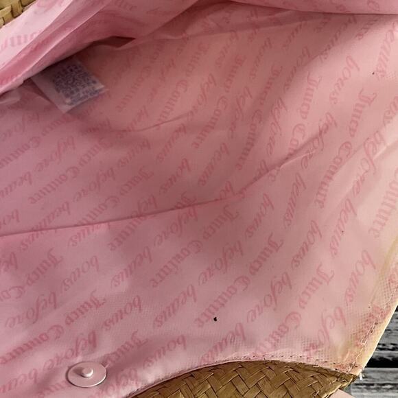 Juicy Couture Woven Straw Wicker Women’s Tote Bag Beige Handbag w/ Ribbon - Picture 8 of 9